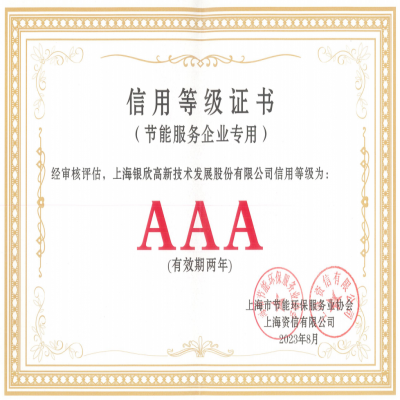 節(jié)能服務(wù)企業(yè)信用等級(jí)證書